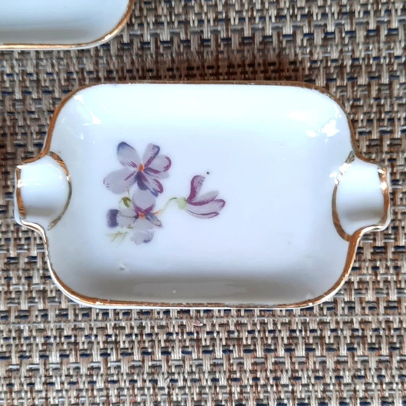 Vintage Personal Dinner Ash Tray Cigarette Trays Violets Set of 3 - Picture 6 of 6